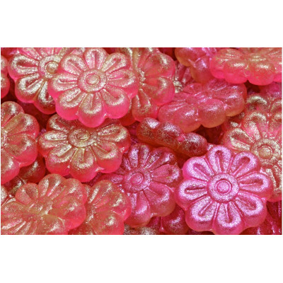 Daisy Flower Beads 18x18mm Pink Gold 00030-542023 | Czech Glass