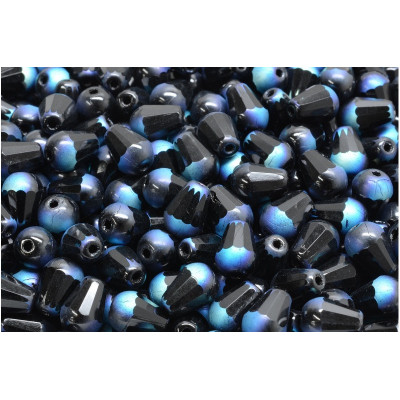 Firepolished Drop Beads 8x6mm Jet Blue 23980-28703 | Rutkovsky