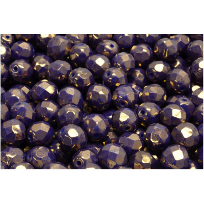 Czech Fire Polished Beads 8mm Blue Gold 33040-14496 | Rutkovsky