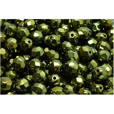 Fire Polished Beads 8mm Metallic Olive Green 14495 | Rutkovsky Glass