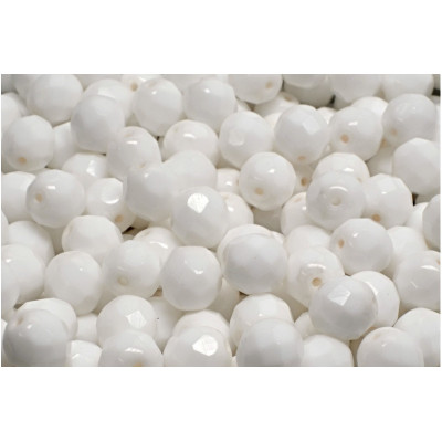 Fire Polished Beads 8mm Opaque White 03000 | Rutkovsky Czech Glass