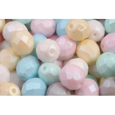 Fire Polished Beads 8mm Mix Soft Pastels 02010 | Rutkovsky