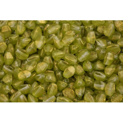 Pinch Beads Lime Green Gold Glitter 00030-542008 5x5mm | Czech Glass