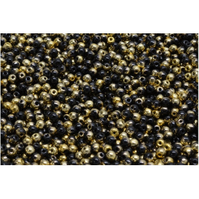 Round Beads 3mm Jet Gold 23980-26441 | Rutkovsky Czech Glass