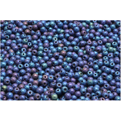 Round Beads 3mm Iridescent Blue 23980-21435 | Rutkovsky Czech Glass