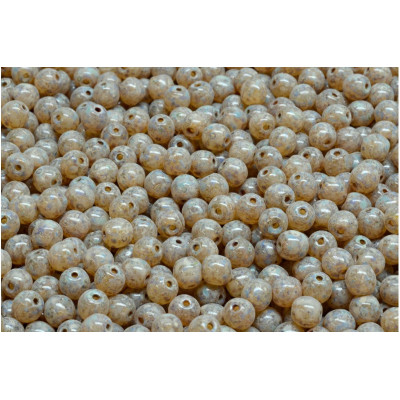 Round Beads 4mm Picasso Beige 00030-86800-33301 | Rutkovsky Glass