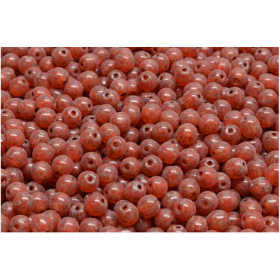 Czech Round Beads 4mm Terracotta Picasso 33307 | Rutkovsky Glass