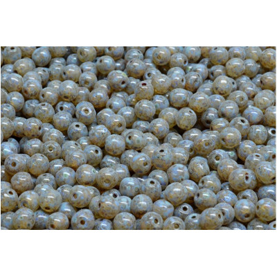 Czech Round Beads 4mm Picasso Beige Blue 00030-86800-33308