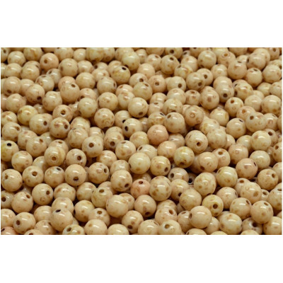 Round Beads 4mm Picasso Cream 02010-86800-33301 | Czech Glass