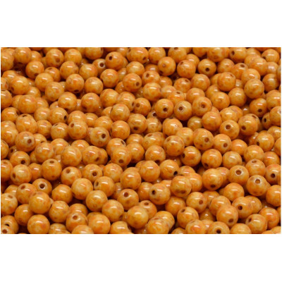 Czech Round Beads 4mm Orange Picasso 86800 | Rutkovsky Glass