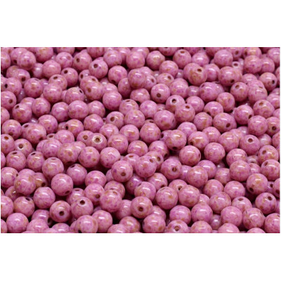 Czech Glass Round Beads 4mm Lilac Picasso 33306 | Rutkovsky