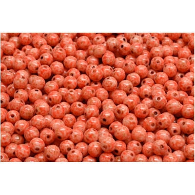 Round Beads 4mm Coral Picasso 02010-86800-33307 | Czech Glass