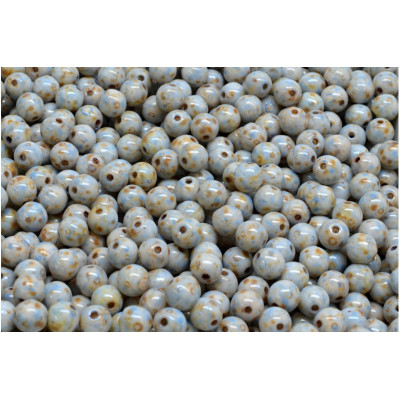 Czech Glass Round Beads 4mm Light Blue Picasso 02010-86800-33308