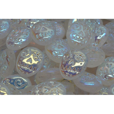 Czech Glass Mask Beads 16x13mm White AB 28703 | Rutkovsky