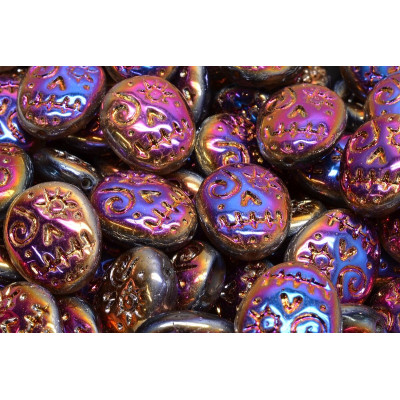 Mask Beads 16x13mm Iridescent Violet Gold 29503 | Rutkovsky Glass