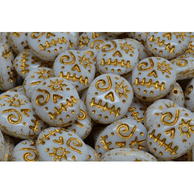 Mask Beads 16x13mm White Gold 02010-54302 | Rutkovsky Czech Glass