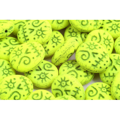 Lime Green Mask Beads 16x13mm 02010-54302-25121 | Czech Glass