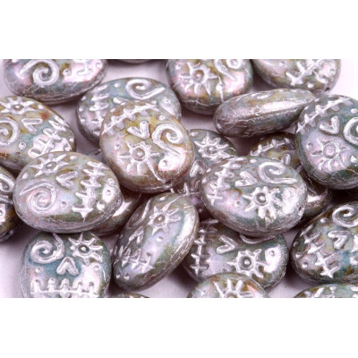 Mask Beads 16x13mm Teal Silver 02010-65431-54301 | Czech Glass