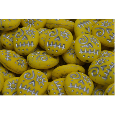 Yellow Mask Beads 16x13mm Silver 83110-84100 | Rutkovsky Glass
