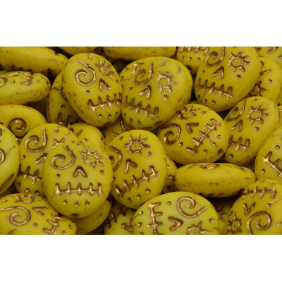Mask Beads 16x13mm Yellow Gold 83110-84100 | Rutkovsky Czech Glass