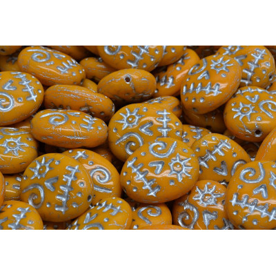 Mask Beads 16x13mm Orange Silver 93110-54301 | Rutkovsky Glass