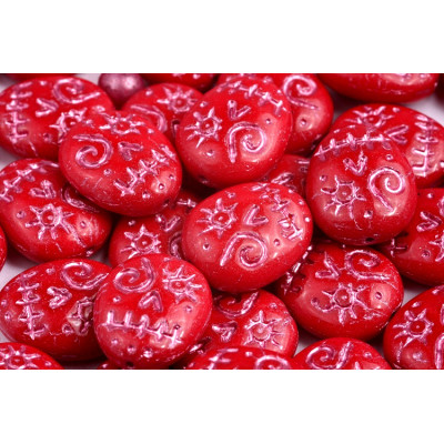 Mask Beads 16x13mm Red Pink Luster 93110-54321 | Czech Glass