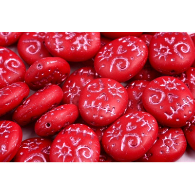 Mask Beads 16x13mm Opaque Red Pink 93110 | Rutkovsky Czech Glass