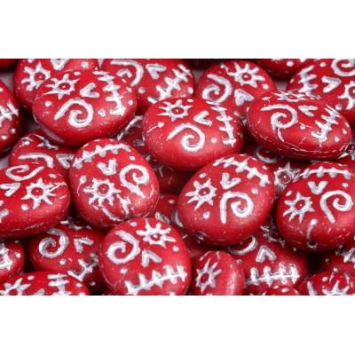 Mask Beads Red Silver 93110-54301 16x13mm | Rutkovsky Czech Glass