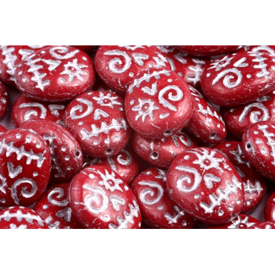 Red Silver Mask Beads 16x13mm 93110-84100-54301 | Rutkovsky Glass