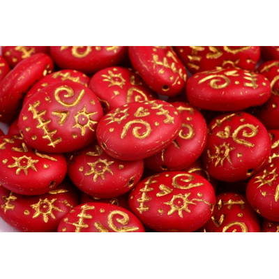 Mask Beads 16x13mm Red Gold 93300-84100-54302 | Czech Glass