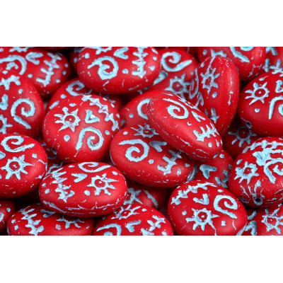 Red Mask Beads 16x13mm Light Blue Picasso 93300-84100-54308 | Glass