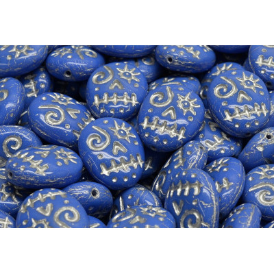 Blue Silver Mask Beads 16x13mm Rutkovsky 33050-84100-54301