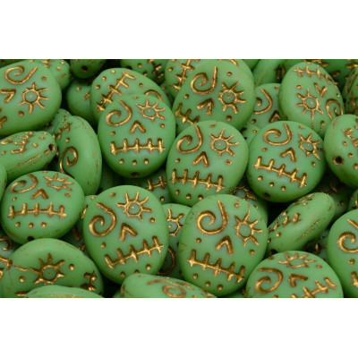 Mask Beads 16x13mm Mint Green Gold 53300-84100-54302 | Rutkovsky