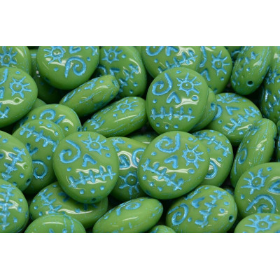 Mask Beads 16x13mm Green Turquoise 53300-54308 | Rutkovsky Czech Glass