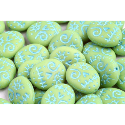 Czech Glass Mask Beads 16x13mm Lime 53300-84100-54308 Rutkovsky