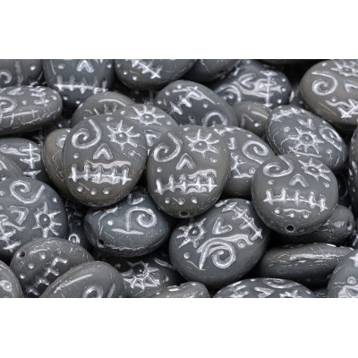 Mask Beads 16x13mm Grey Silver 43030-54301 | Czech Glass Beads