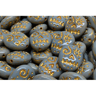 Mask Beads 16x13mm Grey Gold 43030-54302 | Czech Glass Beads