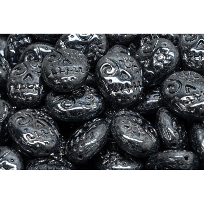 Czech Mask Beads 16x13mm Hematite 23980-14400 | Rutkovsky