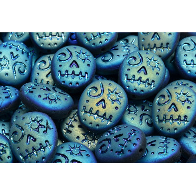 Mask Beads Teal Iridescent 16x13mm Rutkovsky 23980-84100-28703