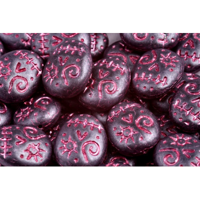 Mask Beads 16x13mm Dark Purple Pink Metallic 23980 | Czech Glass