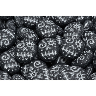 Mask Beads 16x13mm Black Silver 23980-84100-54301 | Czech Glass Beads