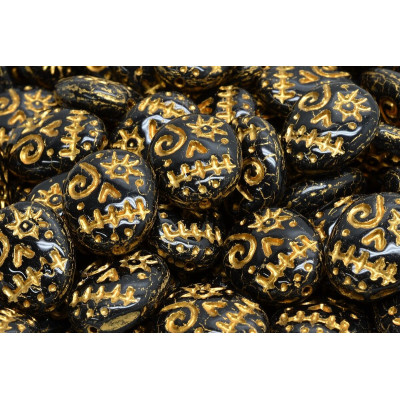 Mask Beads Black Gold 16x13mm Rutkovsky 23980-54301 | Czech Glass