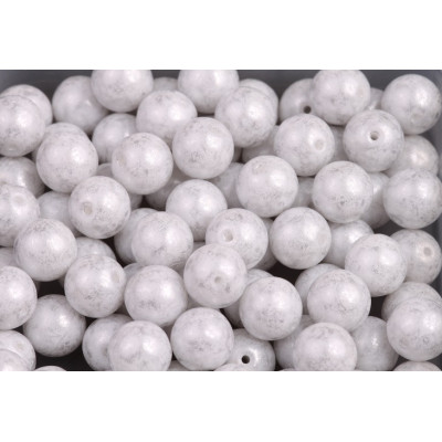 6mm White Marble Round Beads 02010/34301 | Czech Glass Beads
