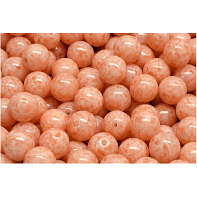 6mm Peach Swirl Round Beads 02010/34305 Rutkovsky | Czech Glass