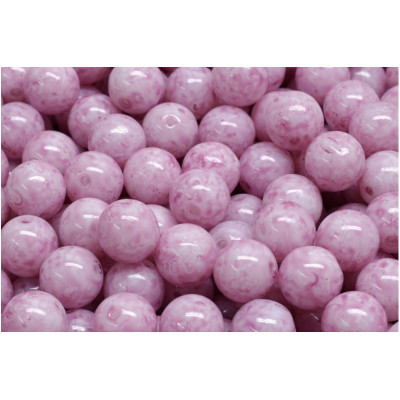Pink Marble Czech Glass Round Beads 6mm 02010/34306 | Rutkovsky
