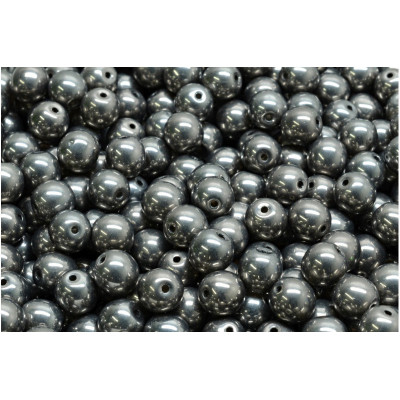 6mm Round Beads Hematite Metallic 00030-27400 | Czech Glass Beads