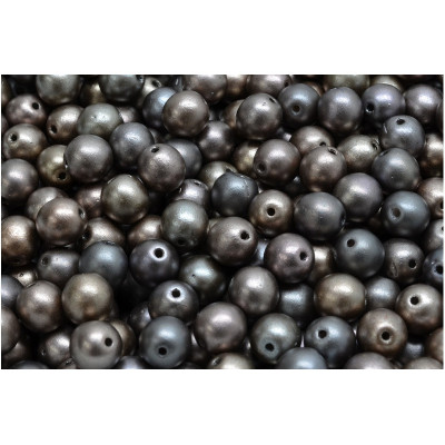 6mm Round Beads Anthracite Metallic 00030-01670 | Rutkovsky Glass
