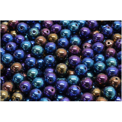 Czech Round Beads 6mm Iridescent Blue Purple 23980-21405 | Rutkovsky