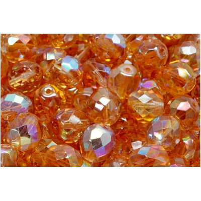 Fire Polished Beads 10mm Orange AB 00030-98535 | Rutkovsky Glass