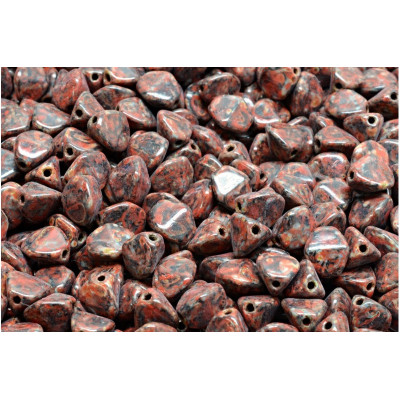 Red Picasso Czech Glass Pinch Beads 7mm 23980-86800-33307 | Rutkovsky